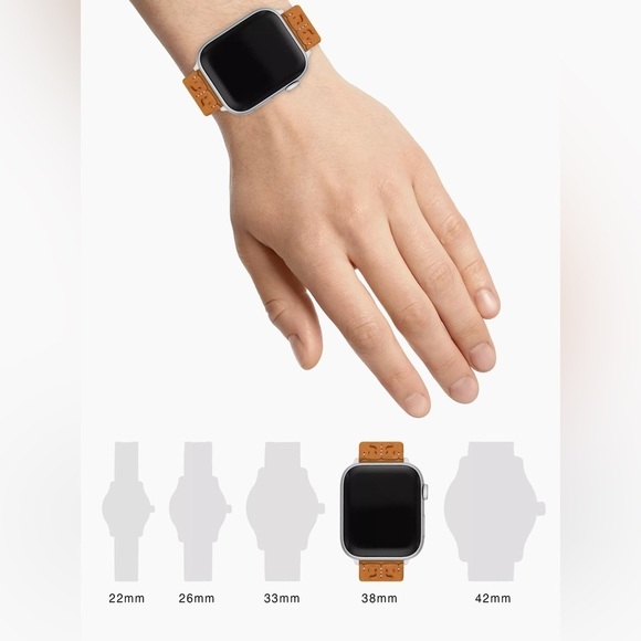 NWT! New! Tory Burch Apple Watch Band 38-45mm -Mcgraw Leather -Tan - Picture 9 of 11